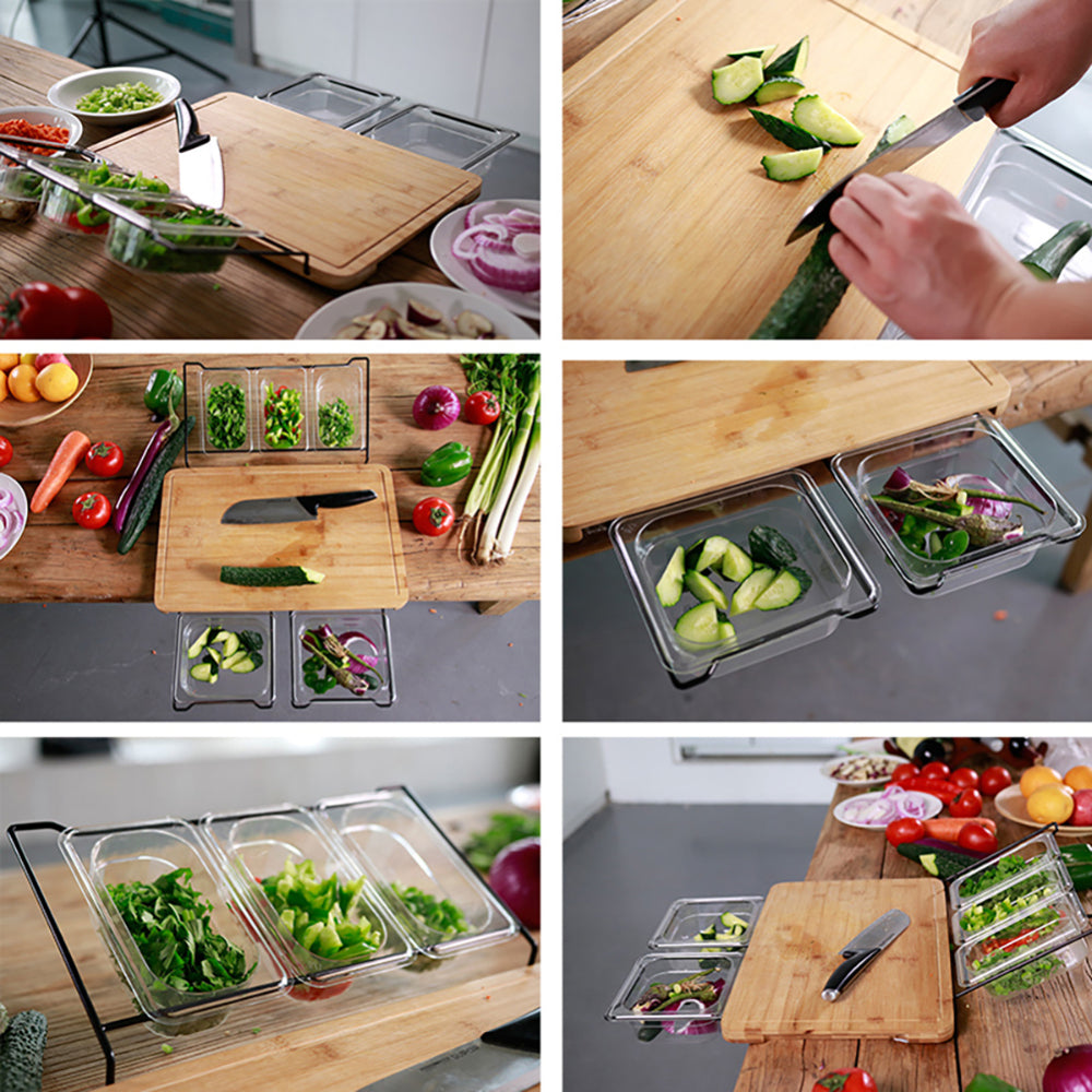 Bamboo Cutting Board w/ Storage Containers
