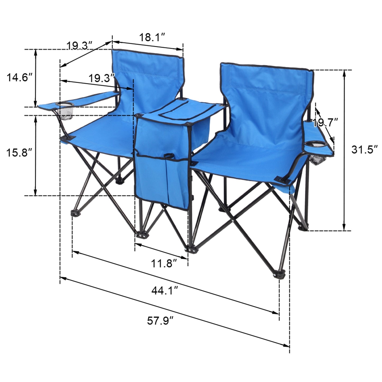 2-Person Folding Chair with Umbrella
