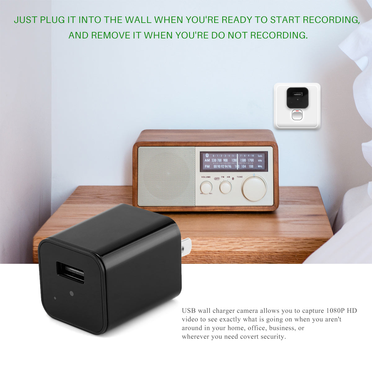 HD 1080P Hidden Camera USB Charger