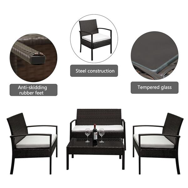 4-Piece Rattan Patio Furniture Set
