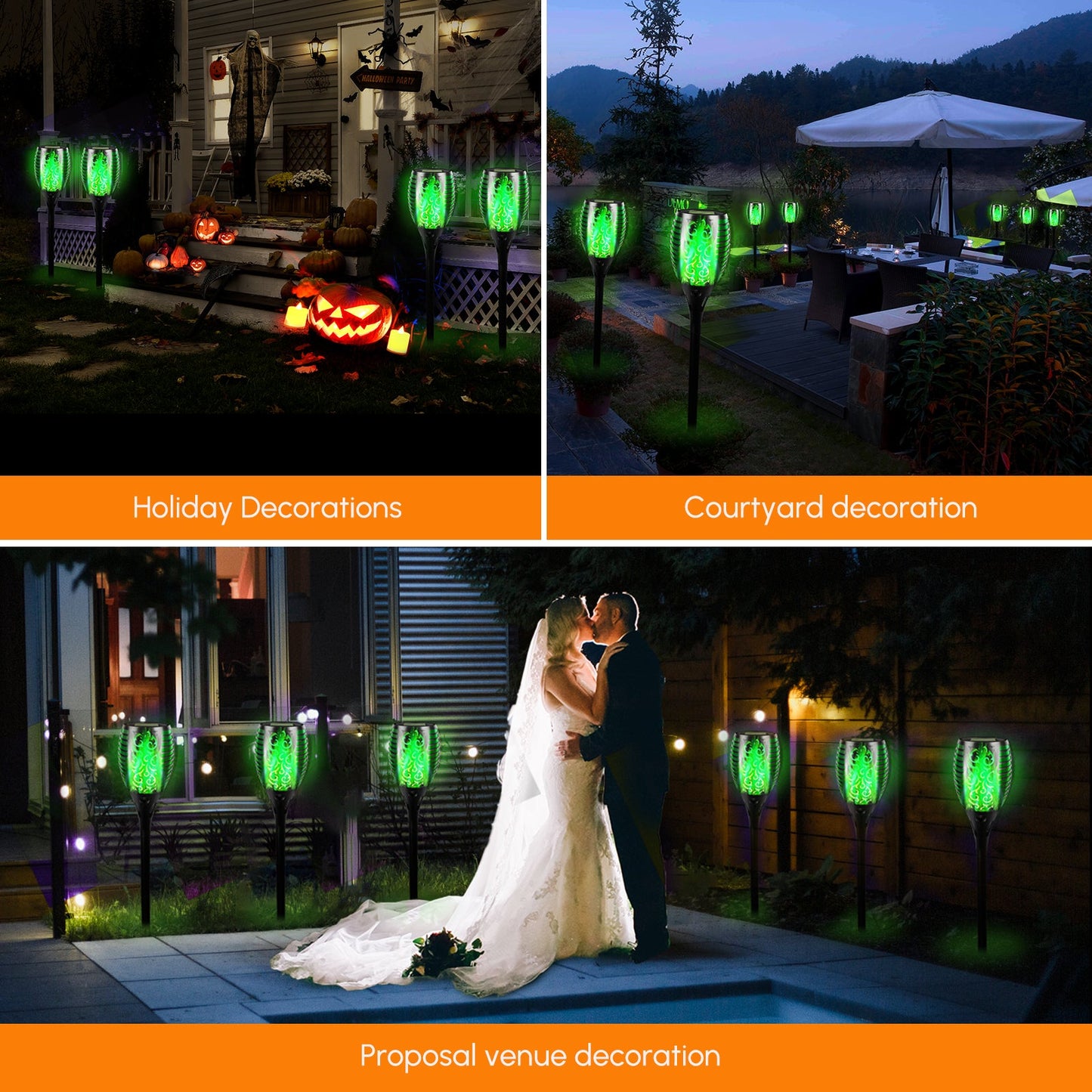 4-Piece Solar-Powered Dancing Flame Torch