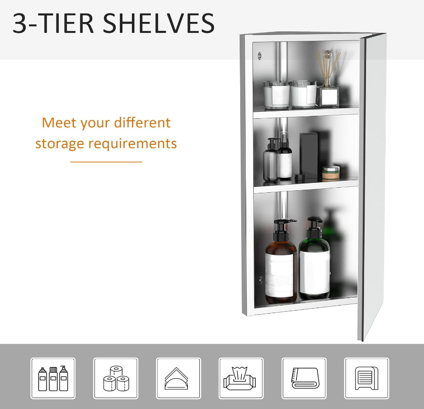 Corner Mirror & Storage Cabinet