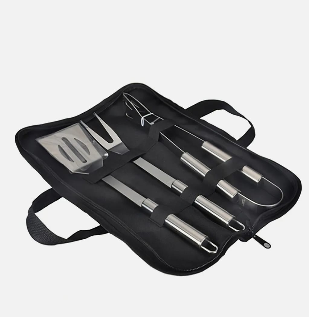 3-Piece Stainless Steel BBQ Grill Utensils Set