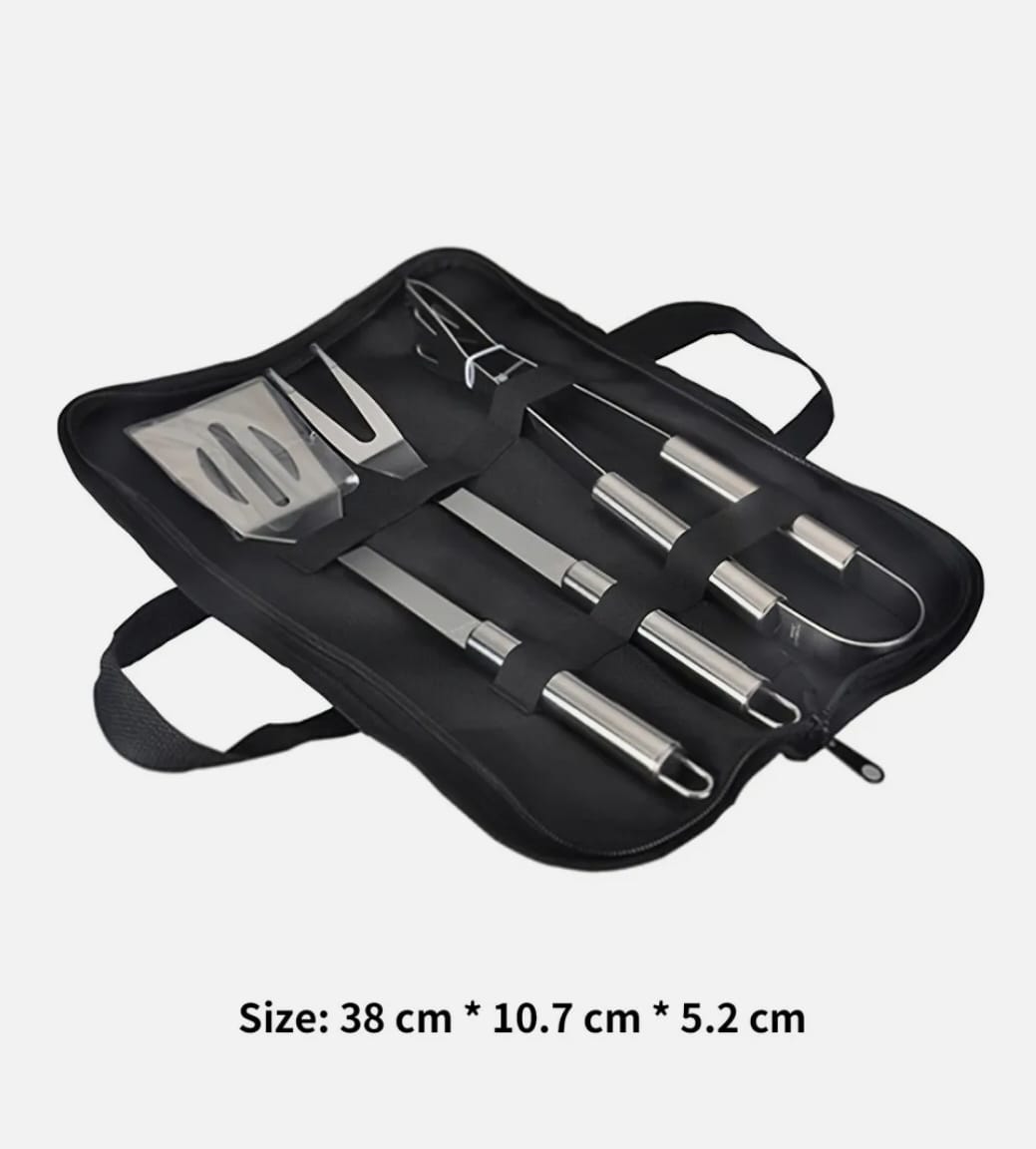 3-Piece Stainless Steel BBQ Grill Utensils Set