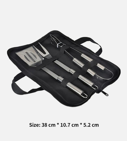 3-Piece Stainless Steel BBQ Grill Utensils Set