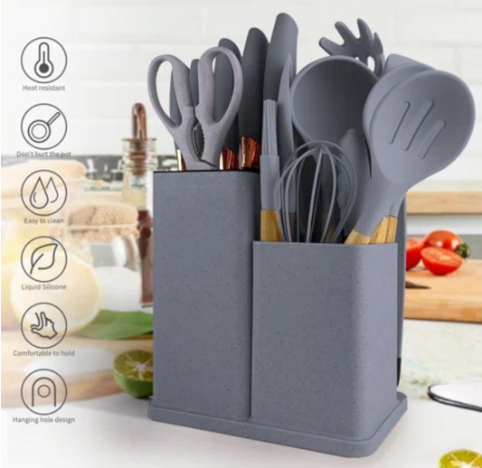 19-Piece Cooking Utensils and Knife Block Set