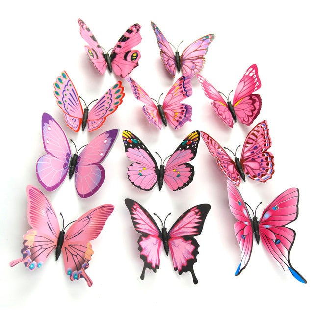 3D Butterfly Wall Stickers - 12 Pack