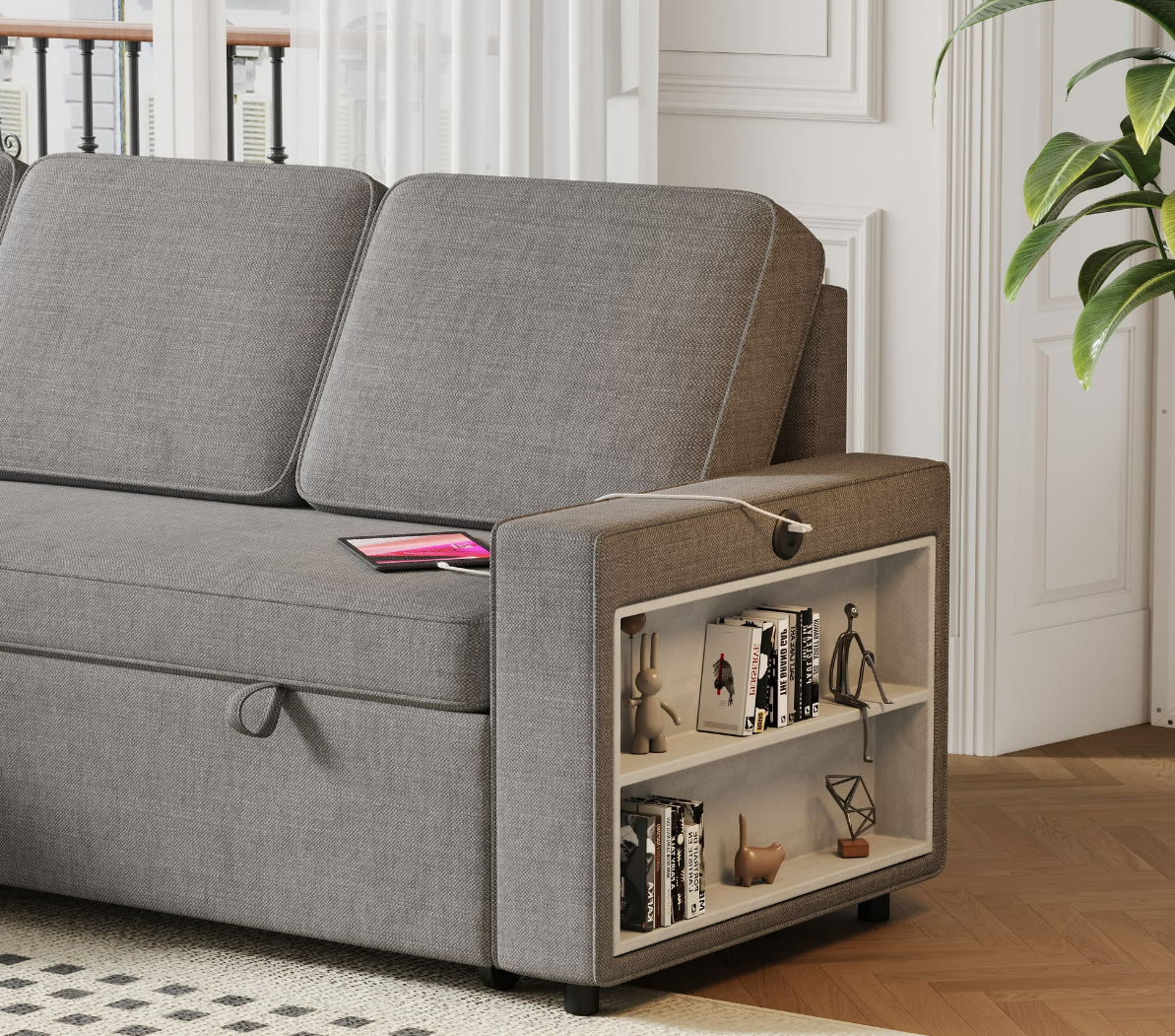 L-Shaped Couch with Storage & Pull-Out Sleeper