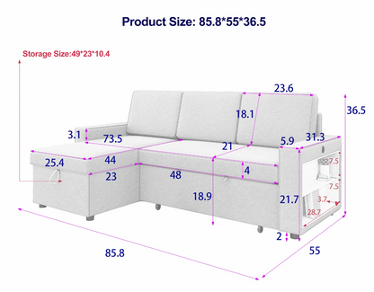 L-Shaped Couch with Storage & Pull-Out Sleeper