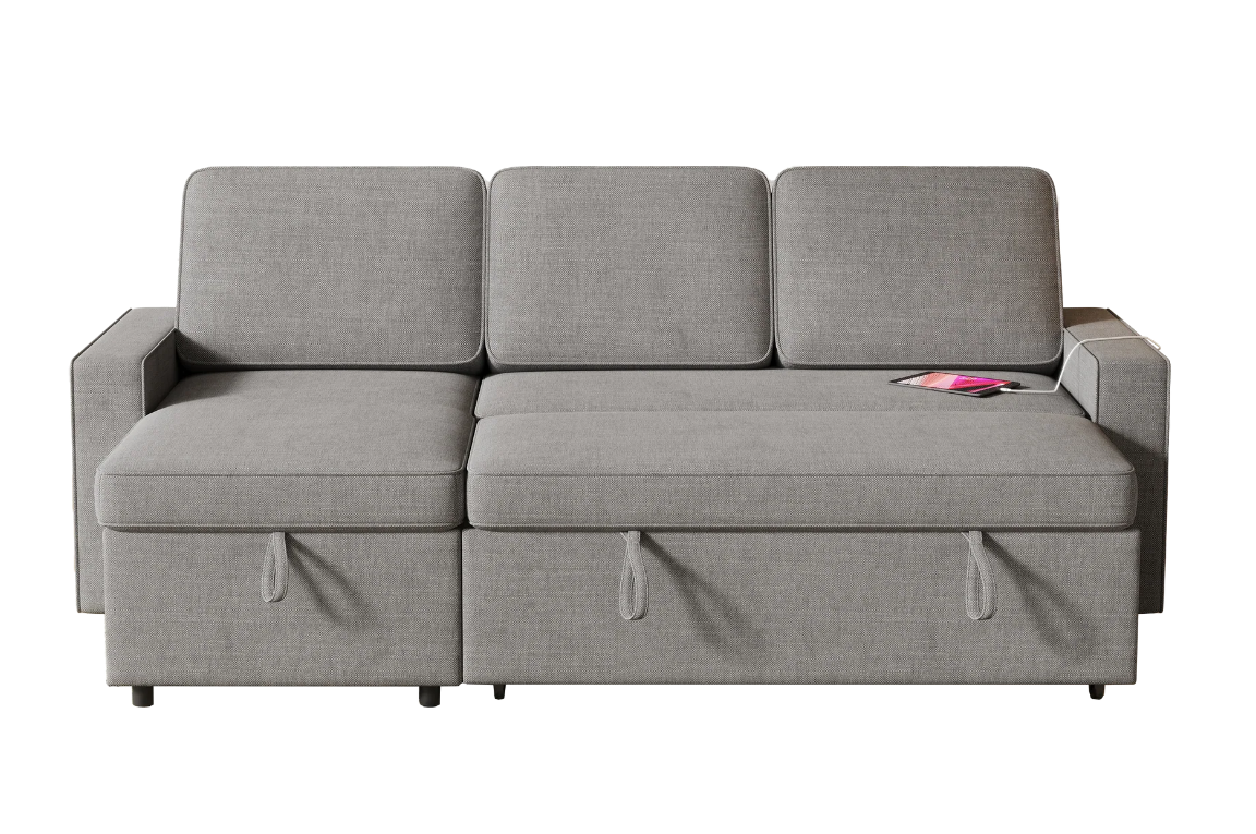 L-Shaped Couch with Storage & Pull-Out Sleeper