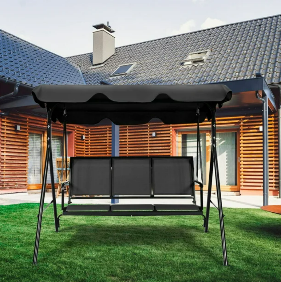 3-Seater Outdoor Swing with Adjustable Canopy