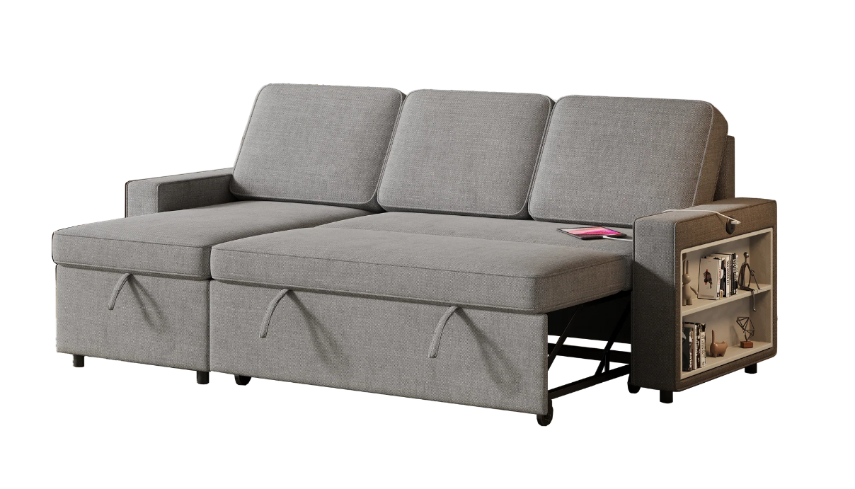 L-Shaped Couch with Storage & Pull-Out Sleeper