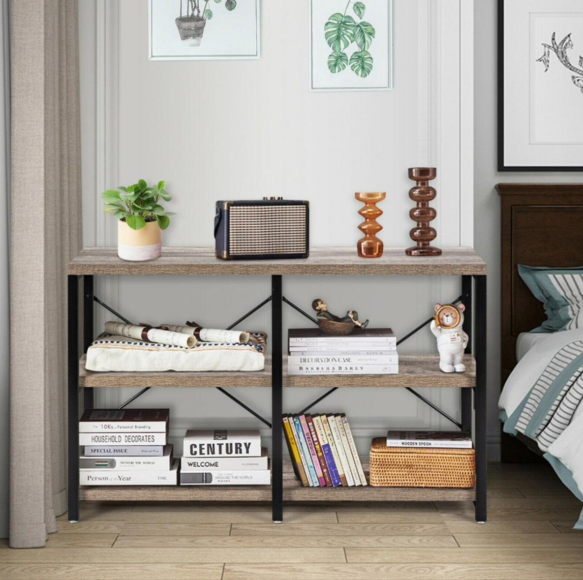 3-Tier Shelf With X-Cross Braces