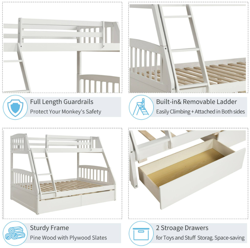 Twin-Over-Double Bunk Bed