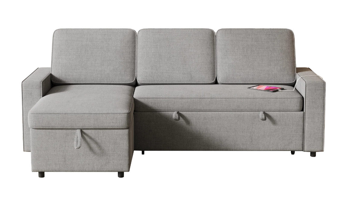 L-Shaped Couch with Storage & Pull-Out Sleeper