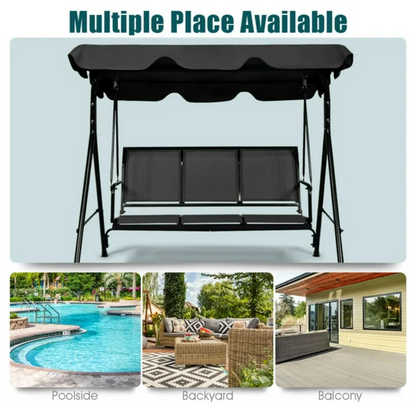 3-Seater Outdoor Swing with Adjustable Canopy