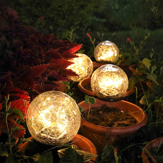 2-Piece Solar-Powered 5" Cracked Ball Lights