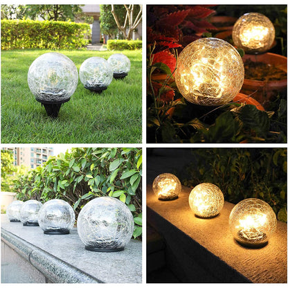 2-Piece Solar-Powered 5" Cracked Ball Lights