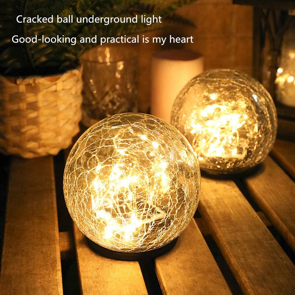 2-Piece Solar-Powered 5" Cracked Ball Lights
