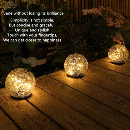 2-Piece Solar-Powered 5" Cracked Ball Lights