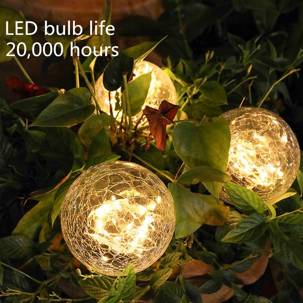 2-Piece Solar-Powered 5" Cracked Ball Lights