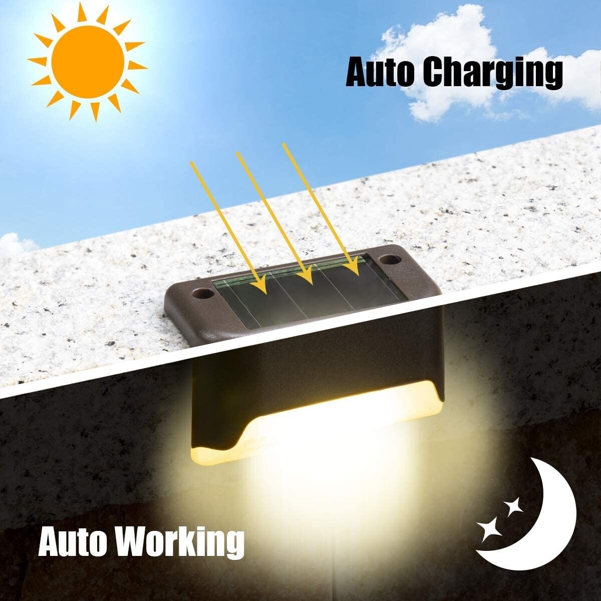 8-Piece Solar Powered LED Step Lights