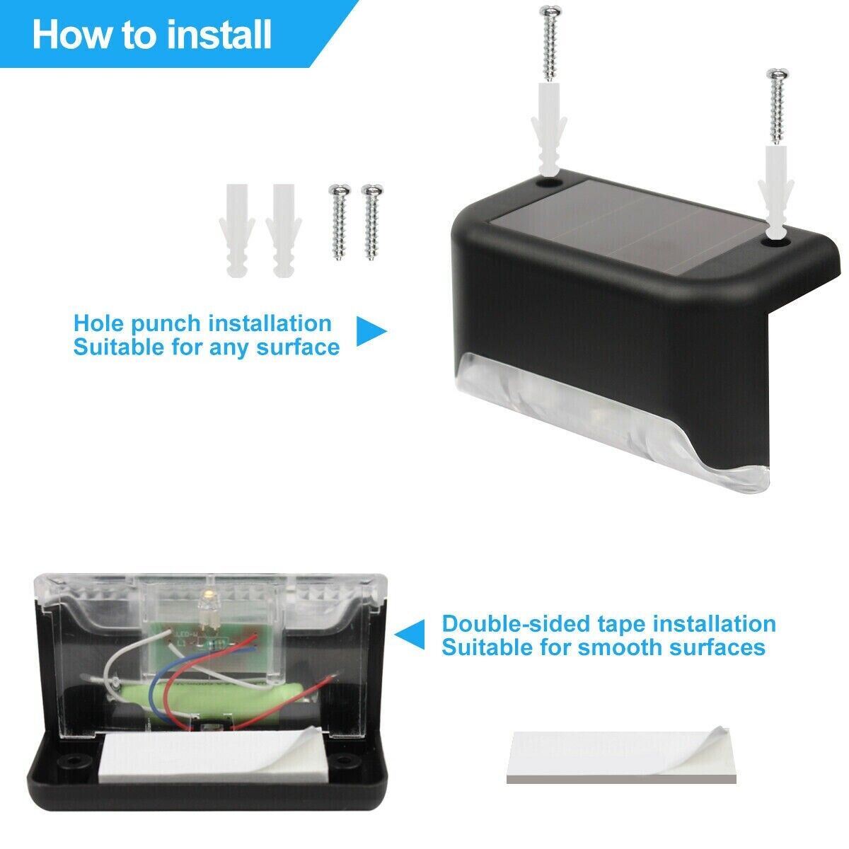 8-Piece Solar Powered LED Step Lights