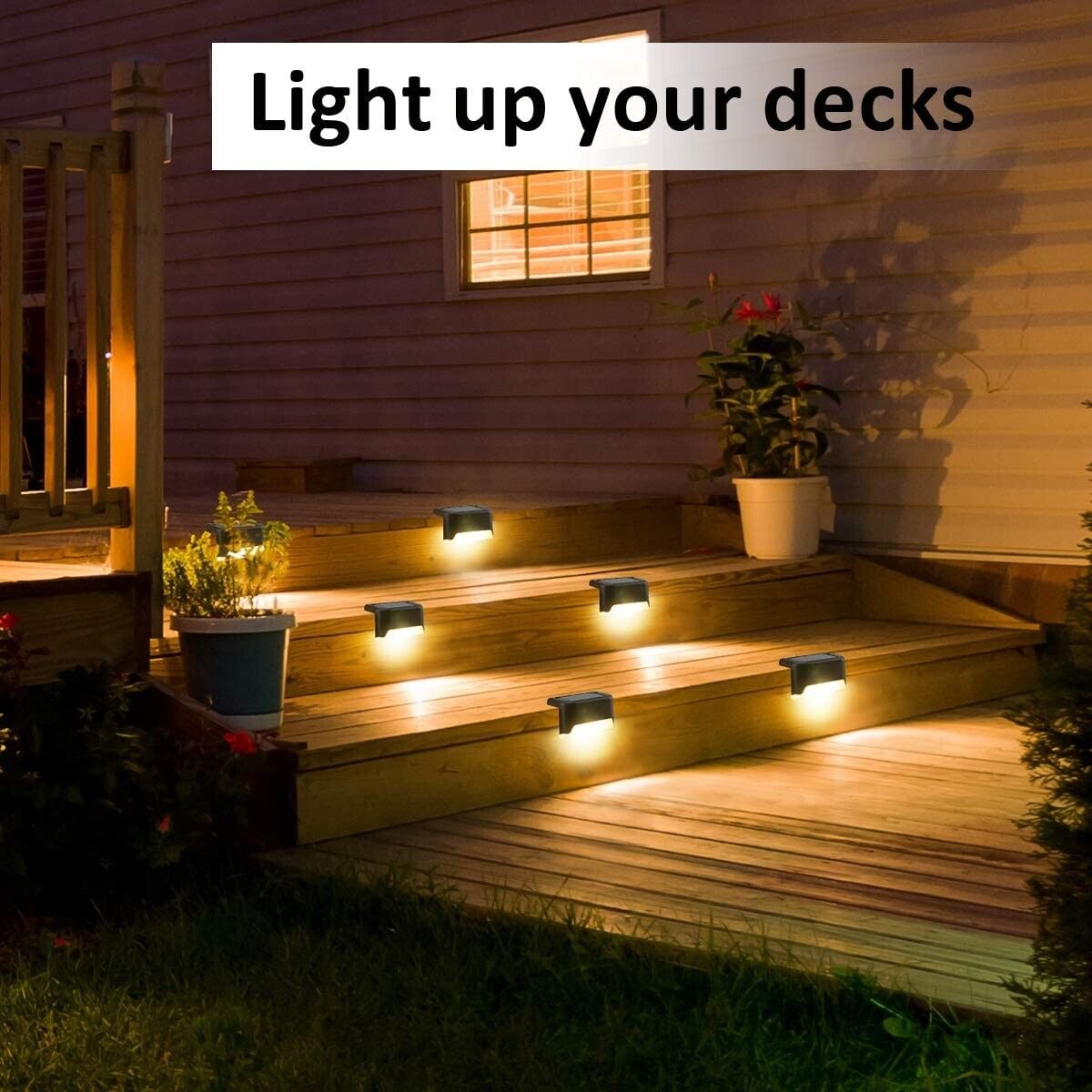 8-Piece Solar Powered LED Step Lights