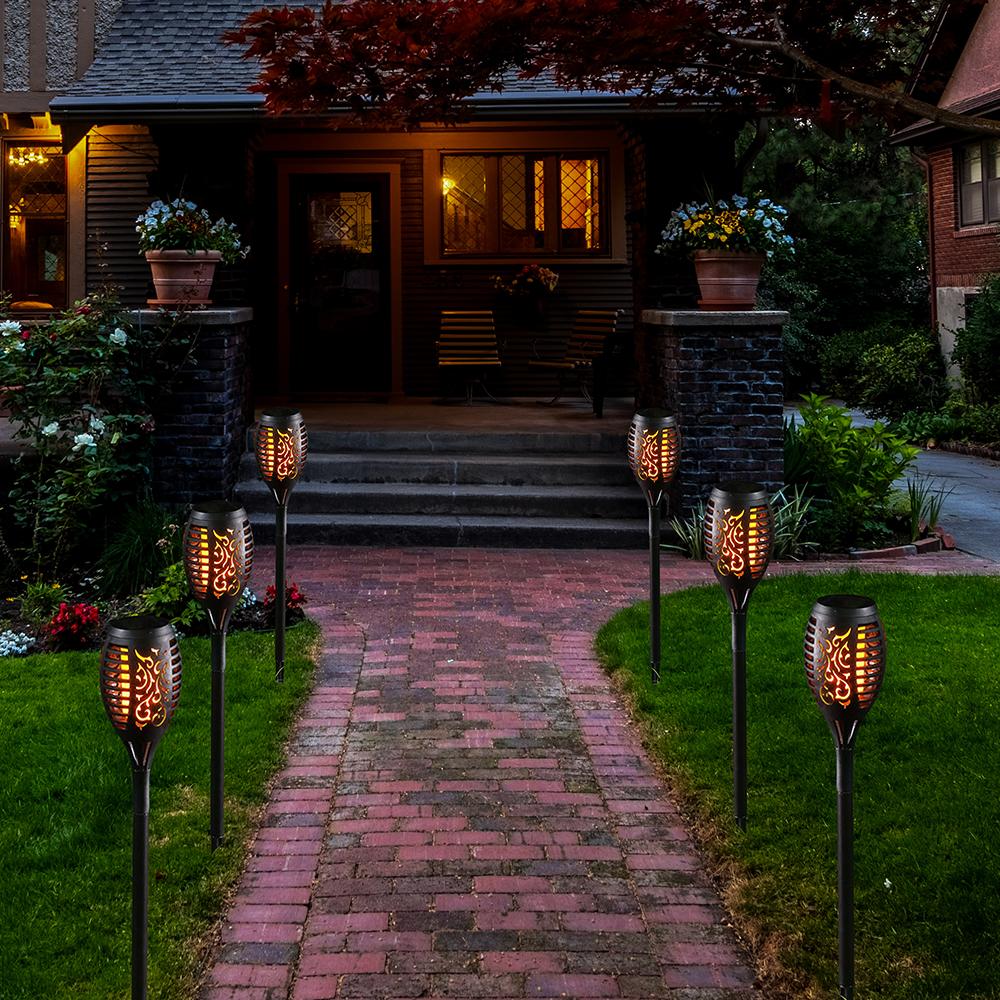 4-Piece Solar-Powered Dancing Flame Torch