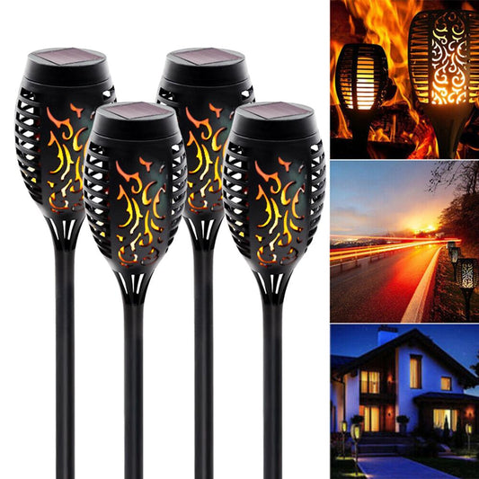4-Piece Solar-Powered Dancing Flame Torch