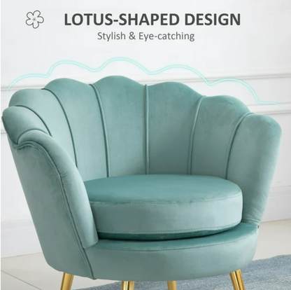 Green Velvet Lotus Chair