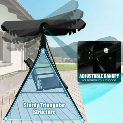3-Seater Outdoor Swing with Adjustable Canopy