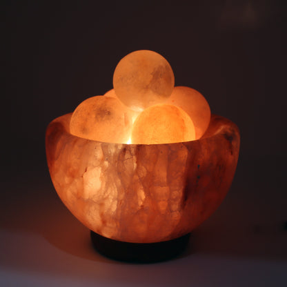Himalayan Salt Bowl Lamp with Massage Balls