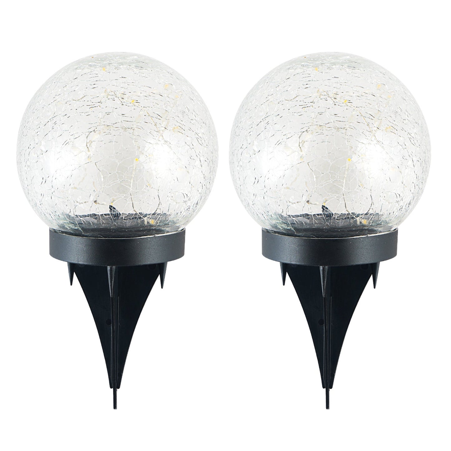 2-Piece Solar-Powered 5" Cracked Ball Lights