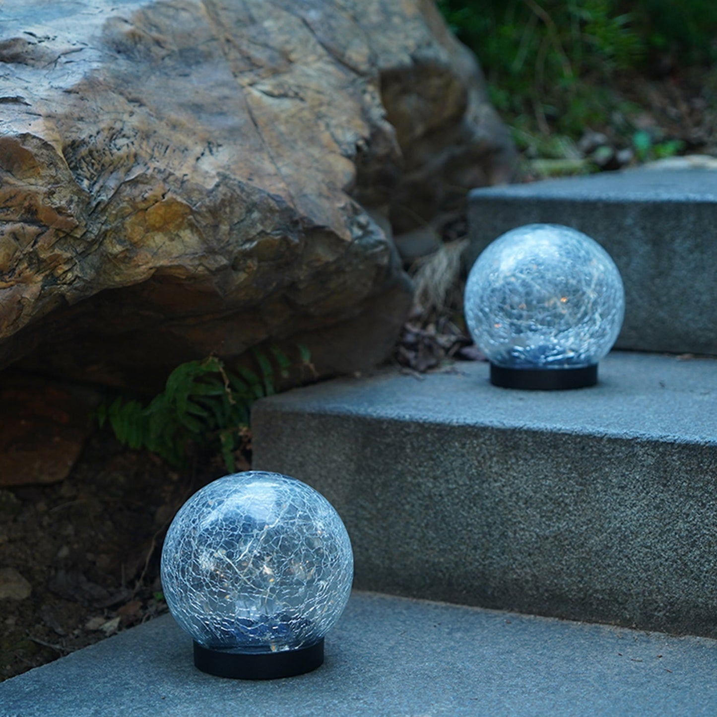 2-Piece Solar-Powered 5" Cracked Ball Lights
