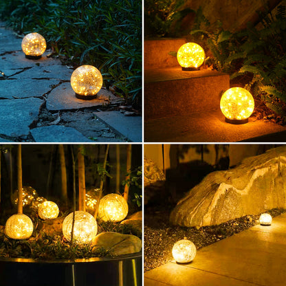 2-Piece Solar-Powered 5" Cracked Ball Lights