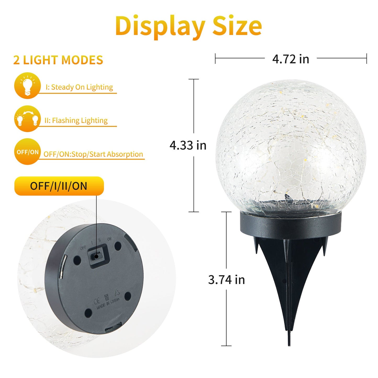 2-Piece Solar-Powered 5" Cracked Ball Lights