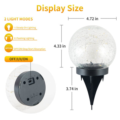 2-Piece Solar-Powered 5" Cracked Ball Lights