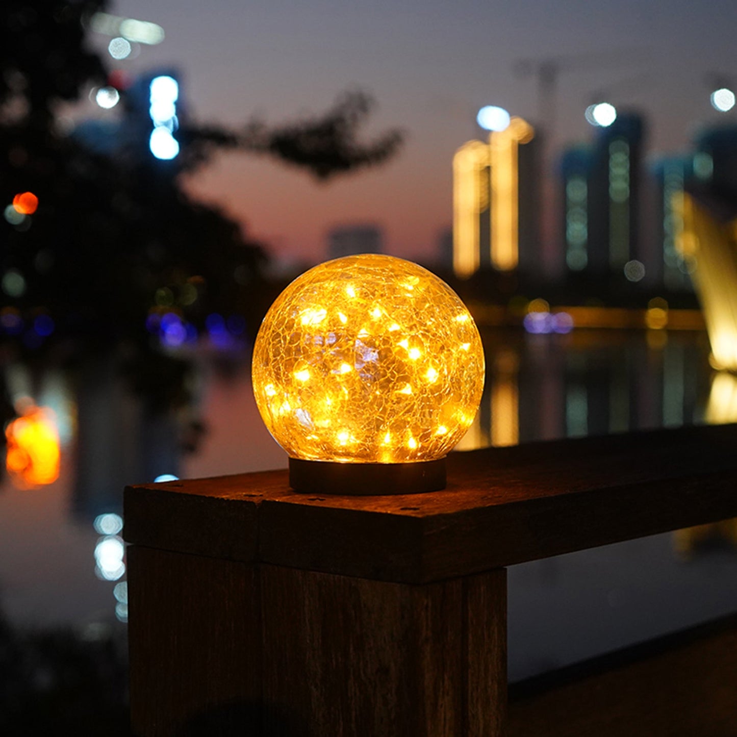 2-Piece Solar-Powered 5" Cracked Ball Lights