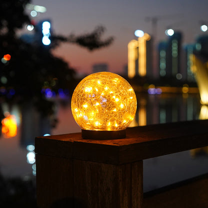 2-Piece Solar-Powered 5" Cracked Ball Lights