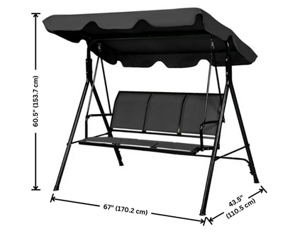 3-Seater Outdoor Swing with Adjustable Canopy