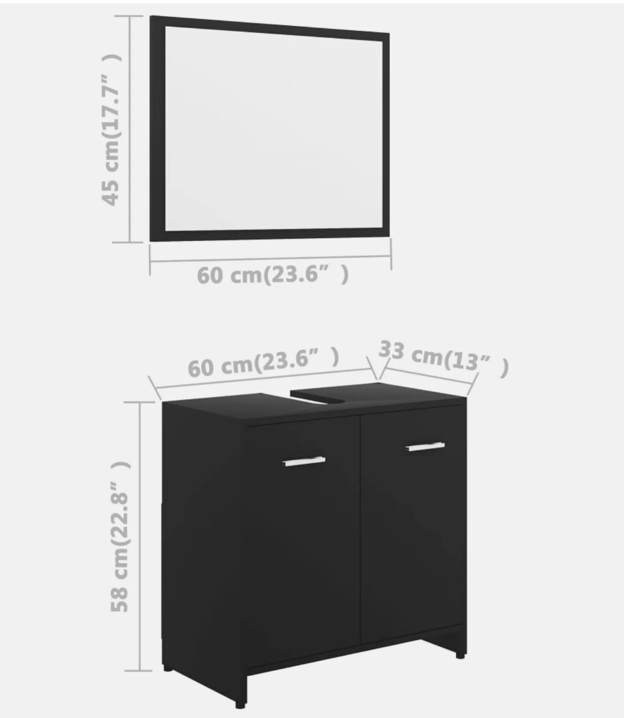 Bathroom Storage Cabinet and Mirror Set