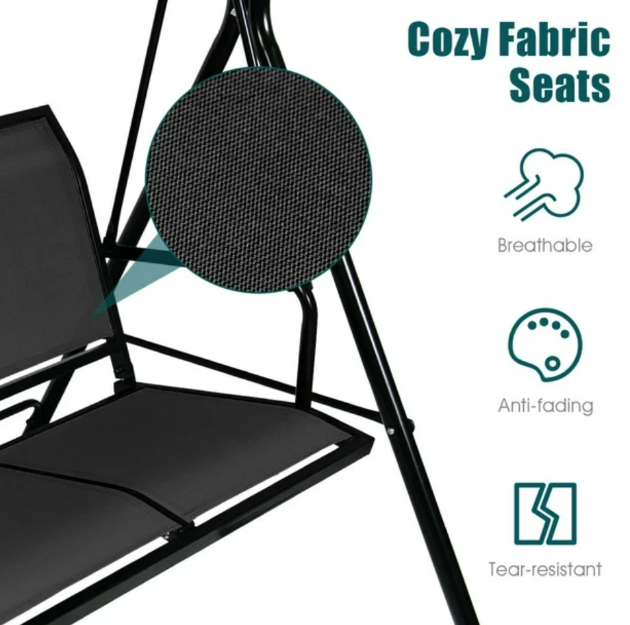 3-Seater Outdoor Swing with Adjustable Canopy