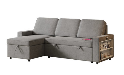 L-Shaped Couch with Storage & Pull-Out Sleeper