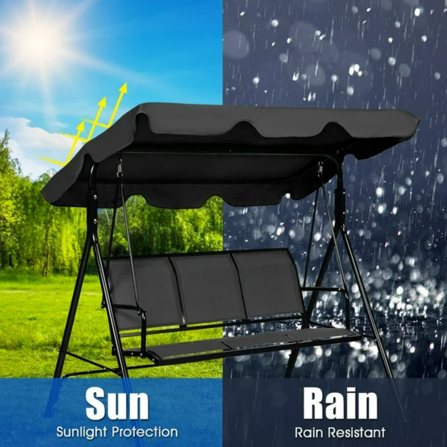 3-Seater Outdoor Swing with Adjustable Canopy