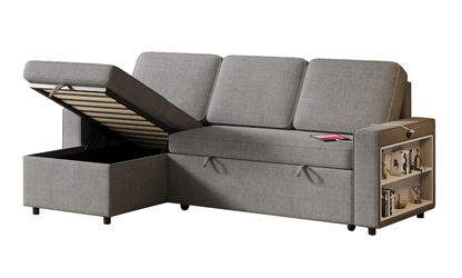 L-Shaped Couch with Storage & Pull-Out Sleeper