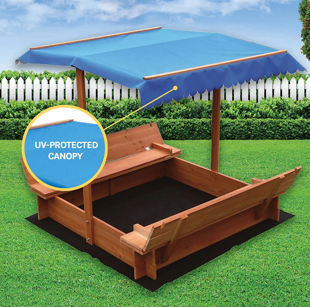 Kids Wooden Sandpit with Canopy