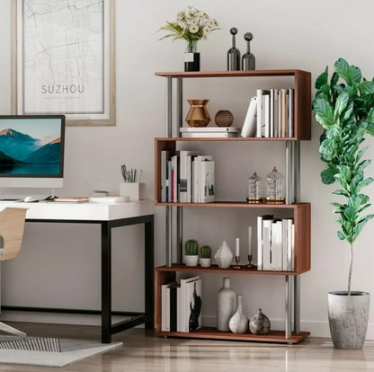 Contemporary 4-Tier S-Shape Bookcase