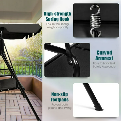 3-Seater Outdoor Swing with Adjustable Canopy