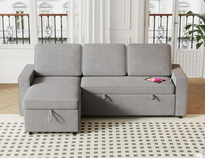 L-Shaped Couch with Storage & Pull-Out Sleeper